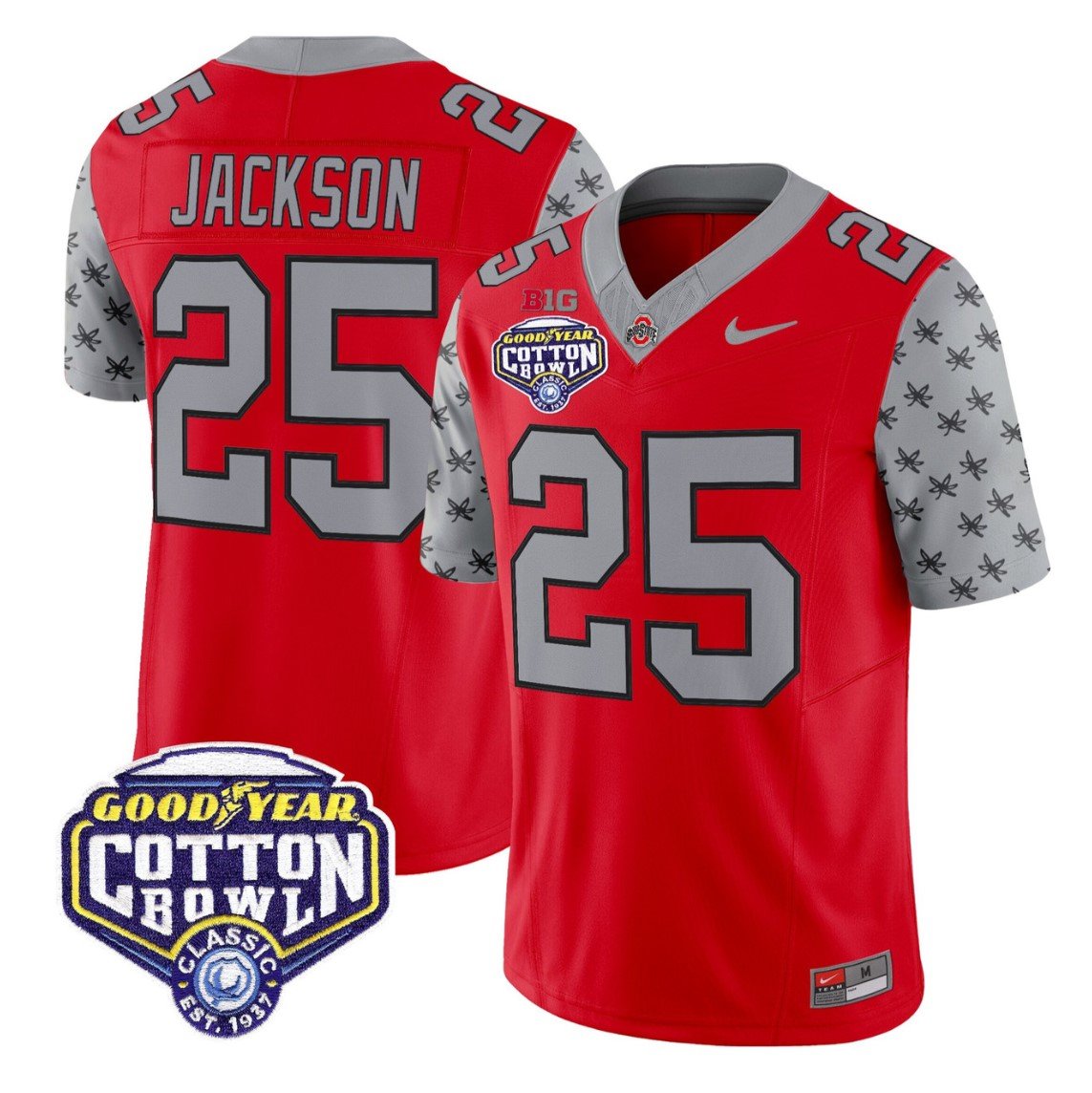Bo Jackson Jersey #25 Ohio State 2025 Cotton Bowl Patch Stitched Red