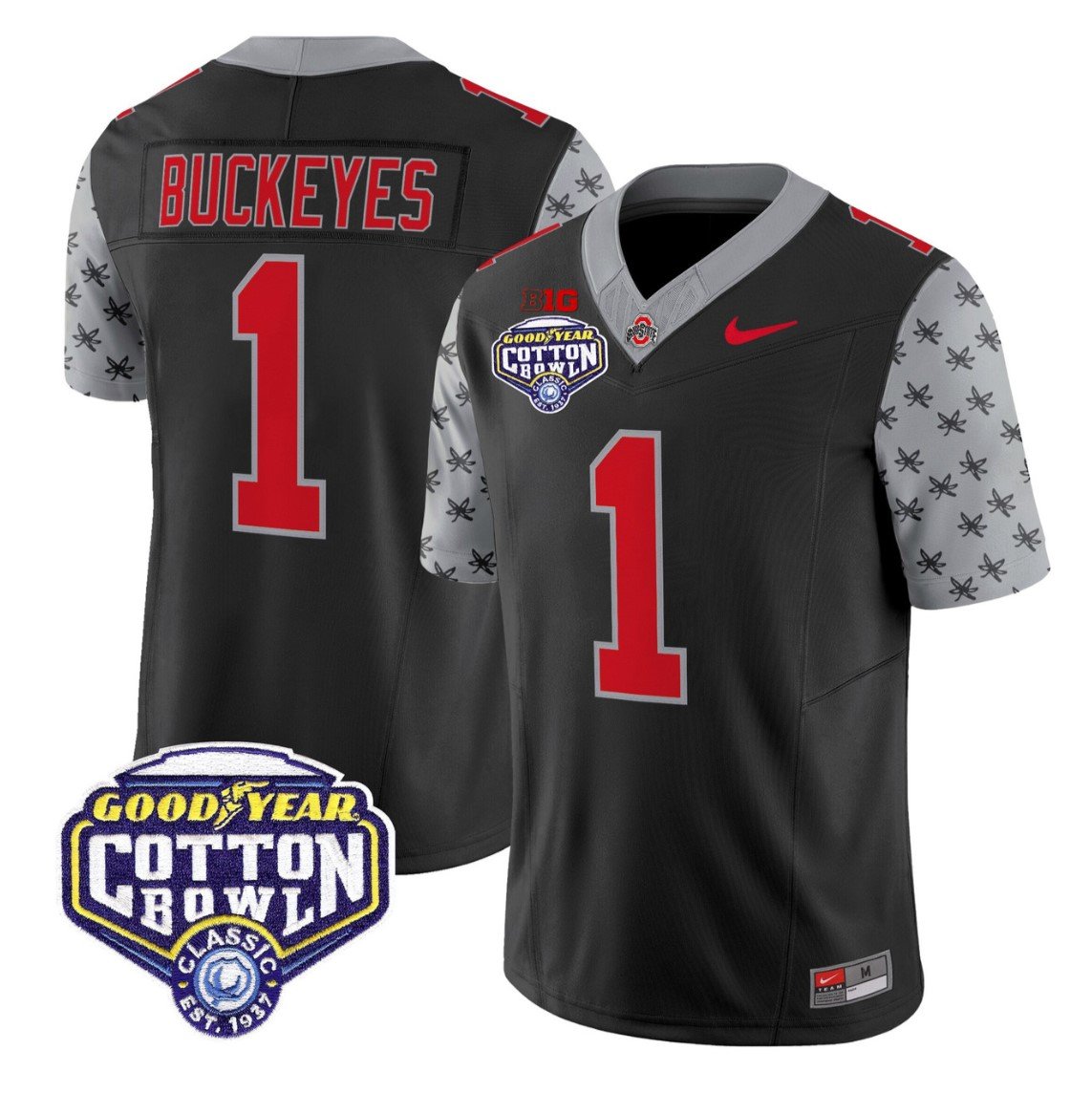 Buckeyes Jersey #1 Ohio State 2025 Cotton Bowl Patch Limited Stitched Black