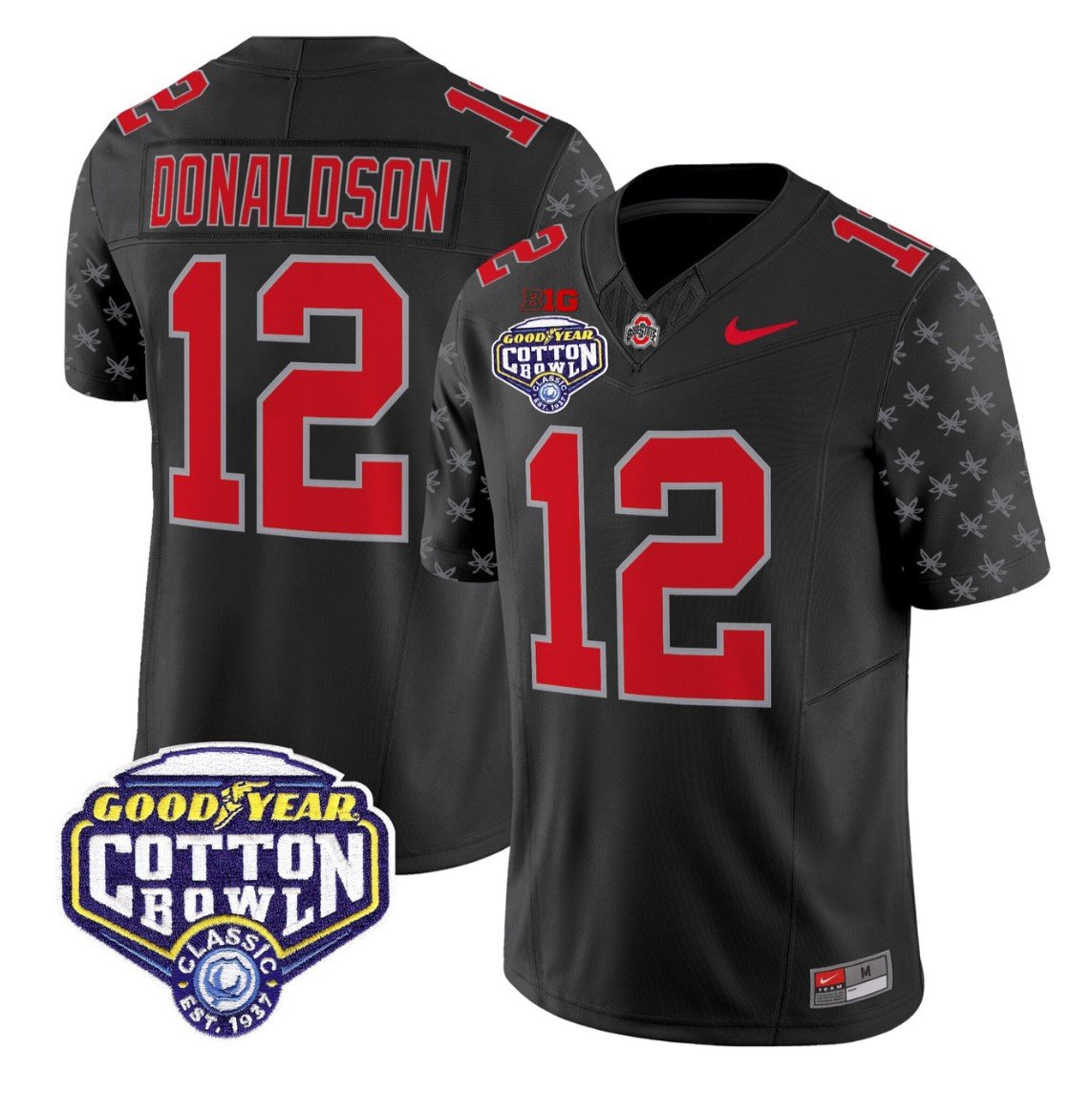 CJ Donaldson Jersey #12 Ohio State 2025 Cotton Bowl Patch Stitched Black Limited