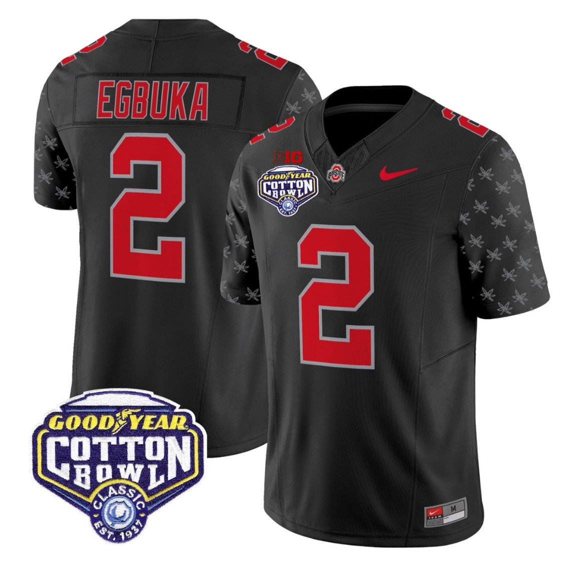 Emeka Egbuka Jersey #2 Ohio State 2025 Cotton Bowl Patch Stitched Black Limited