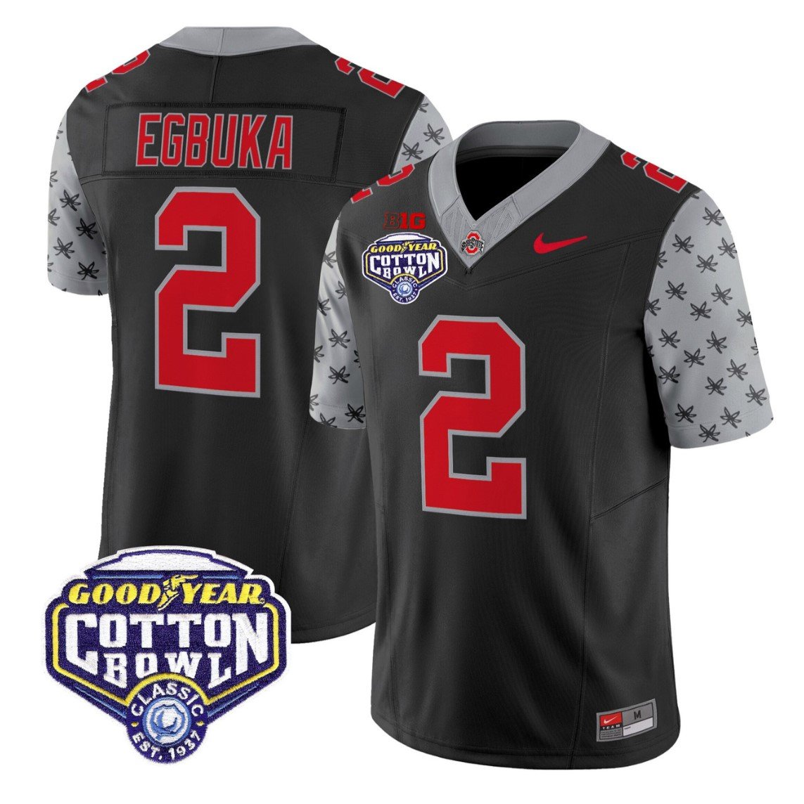 Emeka Egbuka Jersey #2 Ohio State 2025 Cotton Bowl Patch Stitched Black