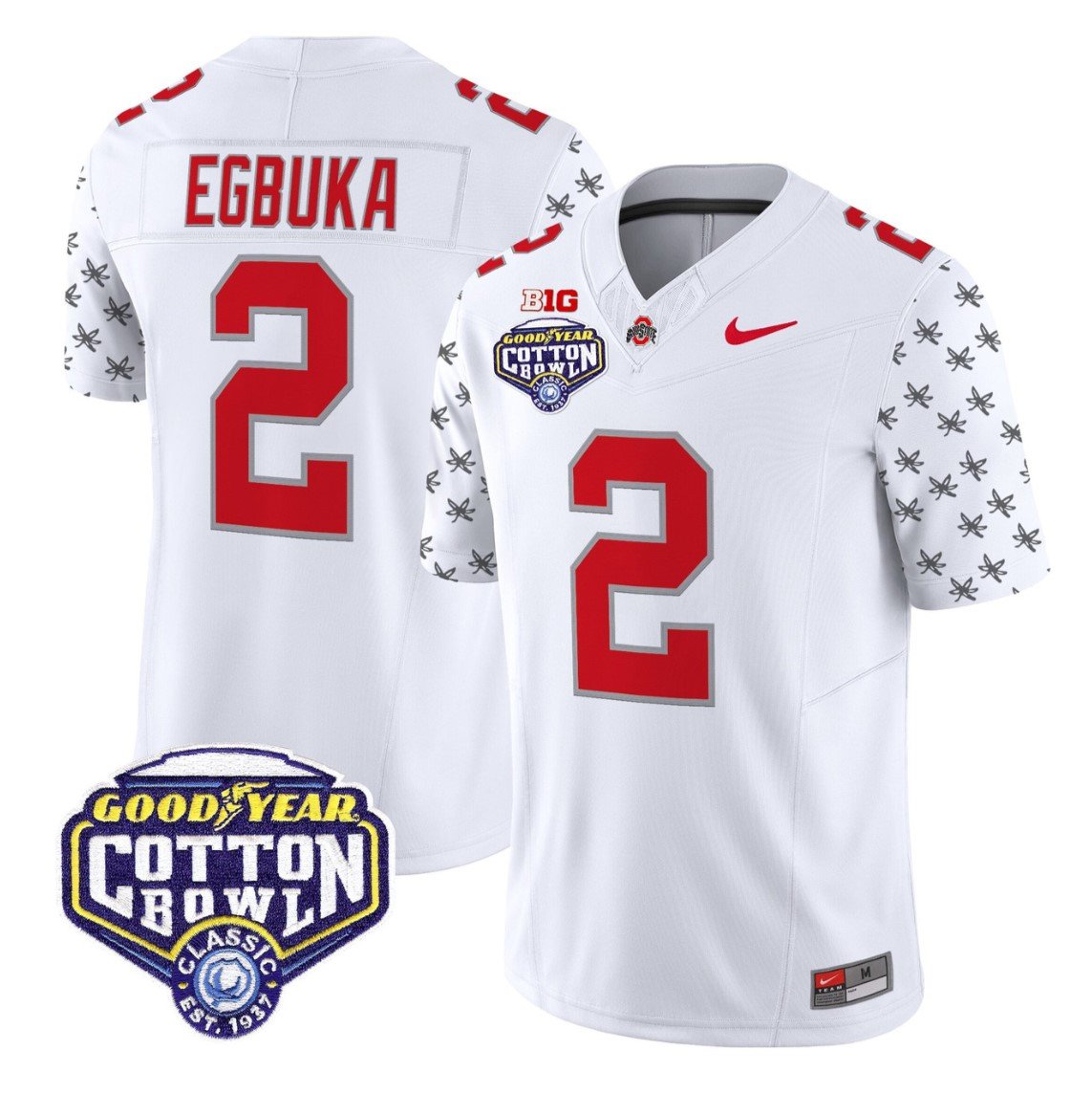 Emeka Egbuka Jersey #2 Ohio State 2025 Cotton Bowl Patch Stitched White Limited