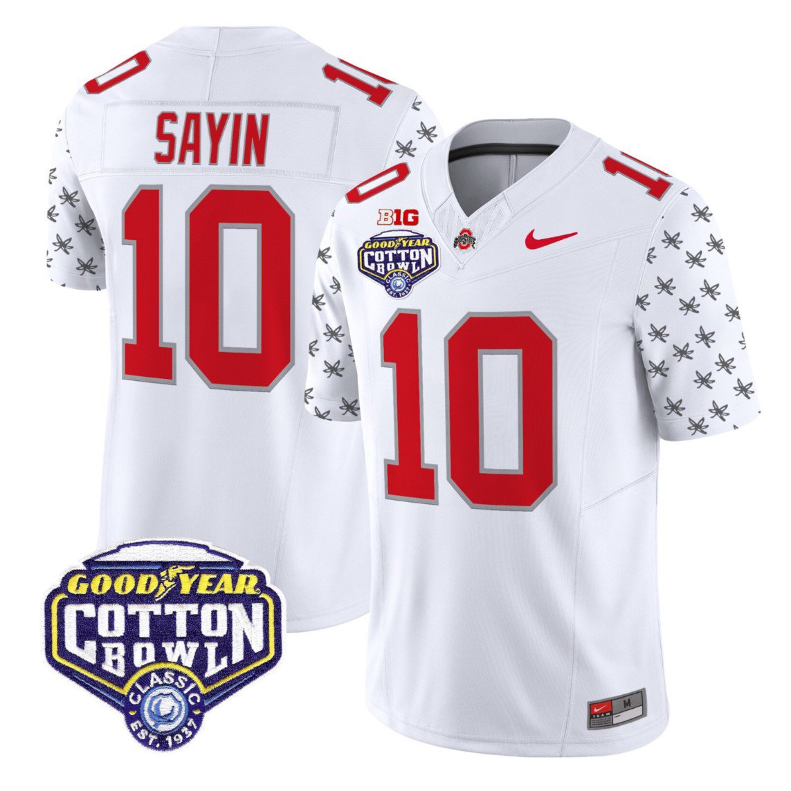 Julian Sayin Jersey #10 Ohio State 2025 Cotton Bowl Patch Stitched White Limited