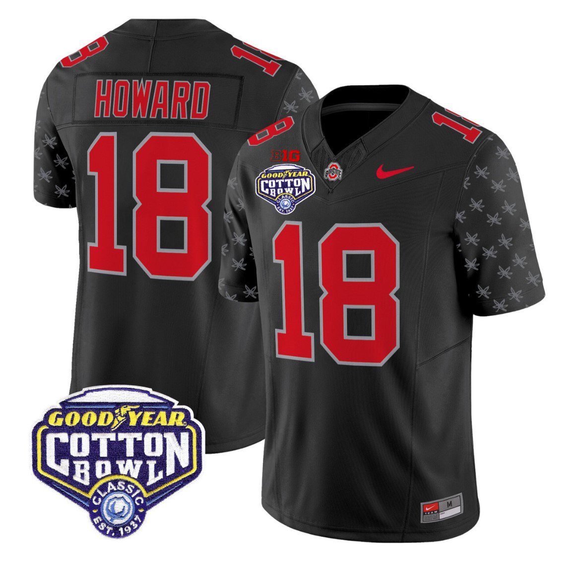 Will Howard Jersey #18 Ohio State 2025 Cotton Bowl Patch Stitched Black Limited