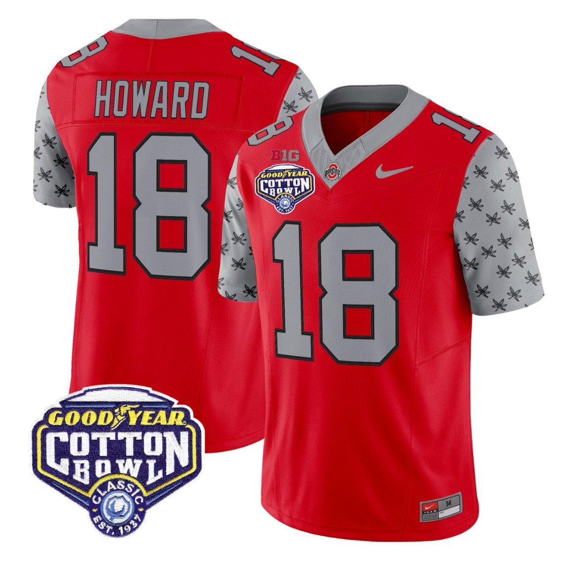 Will Howard Jersey #18 Ohio State 2025 Cotton Bowl Patch Stitched Red