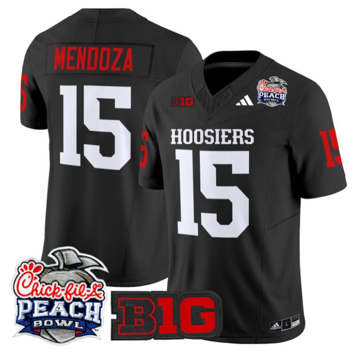 Fernando Mendoza Jersey #15 Indiana Hoosiers 2026 Peach Bowl Stitched Black