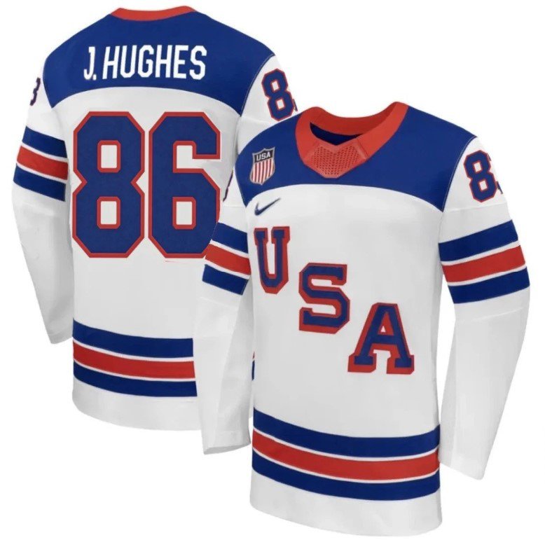 Jack Hughes Jersey #86 Team USA Winter Olympics 2026 Premium Stitched White