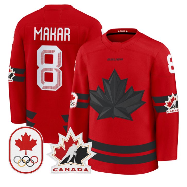 Cale Makar Jersey #8 Canada Olympic 2026 Premium Hockey All Stitched Red