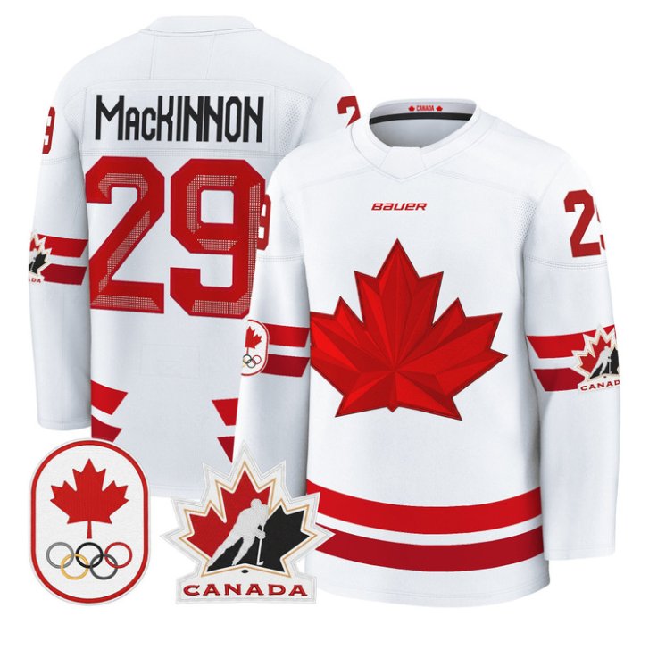 Nathan MacKinnon Jersey #29 Canada Olympic 2026 Premium Hockey Stitched White