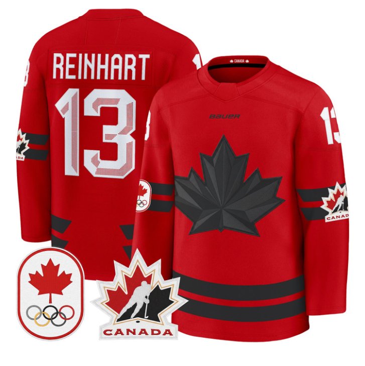 Sam Reinhart Jersey #13 Canada Olympic 2026 Premium Hockey All Stitched Red