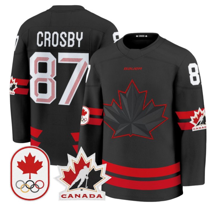 Sidney Crosby Jersey #87 Canada Olympic 2026 Premium Hockey All Stitched Black