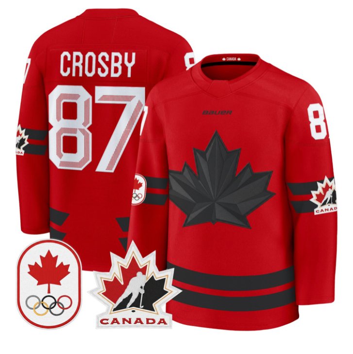 Sidney Crosby Jersey #87 Canada Olympic 2026 Premium Hockey All Stitched Red