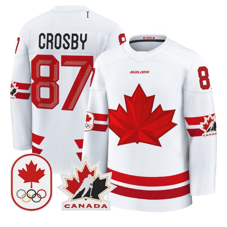 Sidney Crosby Jersey #87 Canada Olympic 2026 Premium Hockey All Stitched White