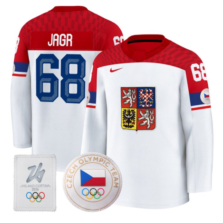 Jaromir Jagr Jersey #68 Czechia Olympic 2026 Premium Hockey All Stitched White