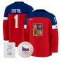 Lukas Dostal Jersey #1 Czechia Olympic 2026 Premium Hockey All Stitched Red