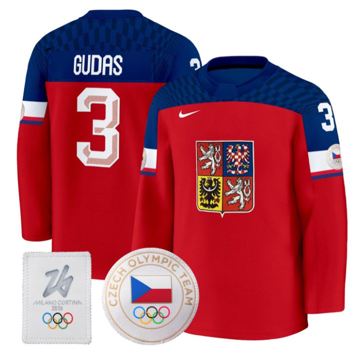 Radko Gudas Jersey #3 Czechia Olympic 2026 Premium Hockey All Stitched Red