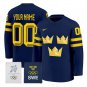 Custom Sweden Olympic Jersey Name, Number 2026 Premium Hockey All Stitched Navy