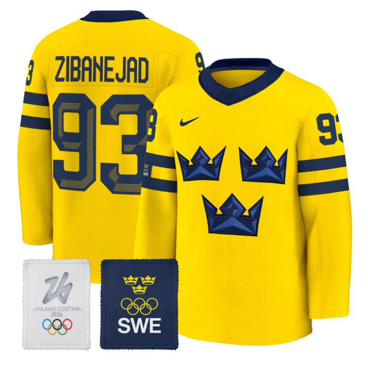 Mika Zibanejad Jersey #93 Sweden Olympic 2026 Premium Hockey All Stitched Gold