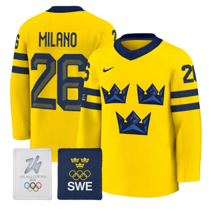 Milano Jersey #26 Sweden Olympic 2026 Premium Hockey All Stitched Gold