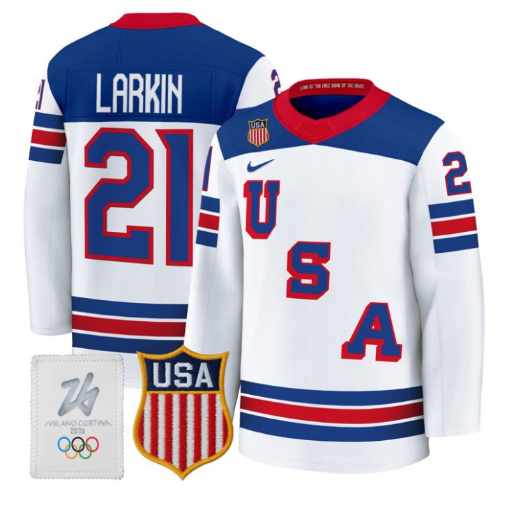 Dylan Larkin Jersey #21 USA Olympic 2026 Premium Hockey All Stitched White