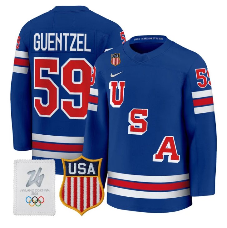 Jake Guentzel Jersey #59 USA Olympic 2026 Premium Hockey All Stitched Royal