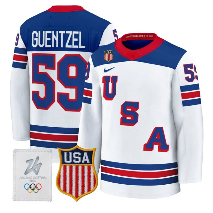 Jake Guentzel Jersey #59 USA Olympic 2026 Premium Hockey All Stitched White
