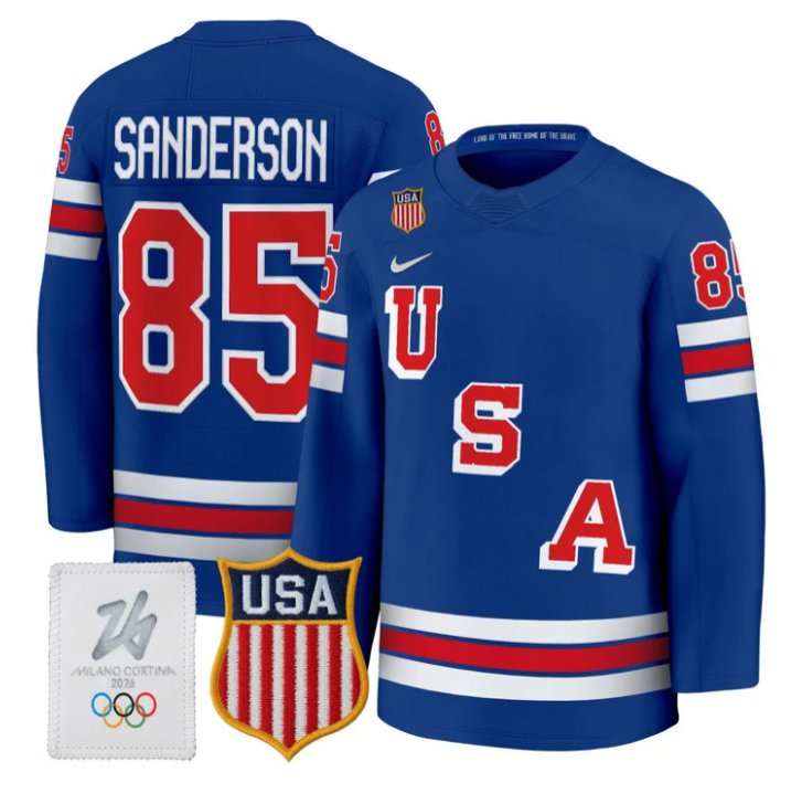 Jake Sanderson Jersey #85 USA Olympic 2026 Premium Hockey All Stitched Royal
