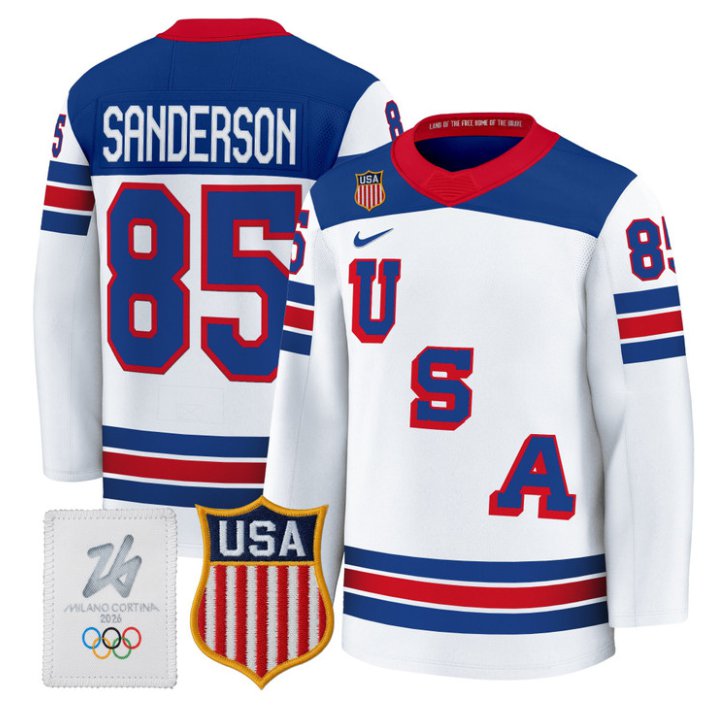 Jake Sanderson Jersey #85 USA Olympic 2026 Premium Hockey All Stitched White