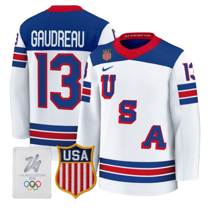 Johnny Gaudreau Jersey #13 USA Olympic 2026 Premium Hockey All Stitched White