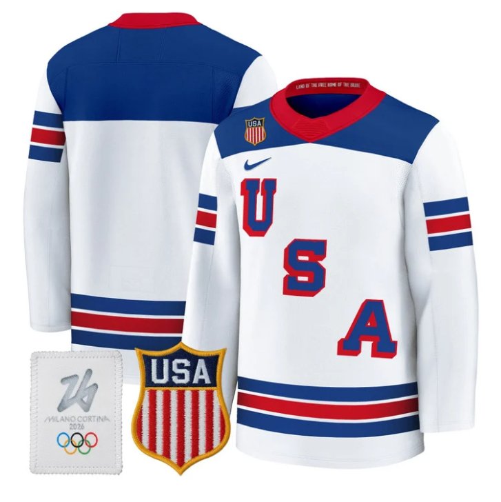 Team Jersey Blank USA Olympic 2026 Premium Hockey All Stitched White
