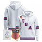 Team Blank USA Olympic 2026 Premium Hockey Pullover Hoodie Stitched White