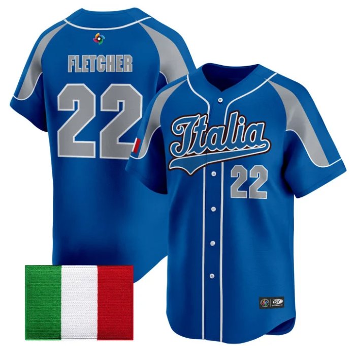 David Fletcher Jersey #22 Team Italy 2026 World Baseball Classic Stitched Royal