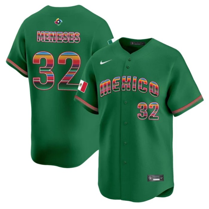 Joey Meneses Jersey #32 Team Mexico 2026 World Baseball Serape Edition Green