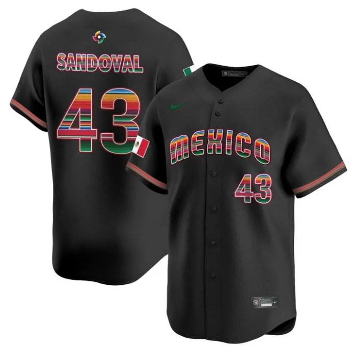 Patrick Sandoval Jersey #43 Team Mexico 2026 World Baseball Serape Edition Black