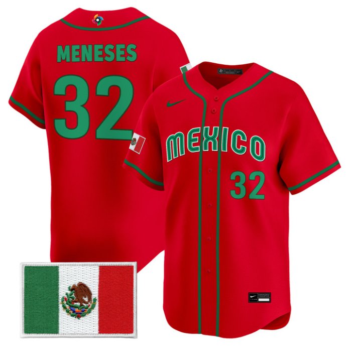Joey Meneses Jersey #32 Mexico World Baseball Classic 2026 Stitched Red