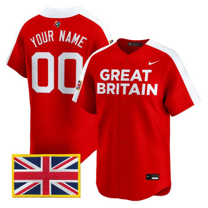 Custom Team Great Britain Jersey 2026 World Baseball Classic Stitched Red