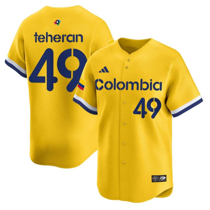 Julio Teheran Jersey #49 Colombia 2026 World Baseball Classic Stitched Yellow