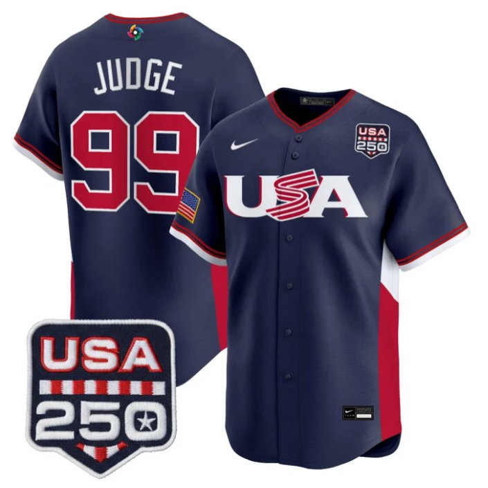 Aaron Judge Jersey #99 Team USA World Baseball Classic 250 USA 2026 Roster Navy