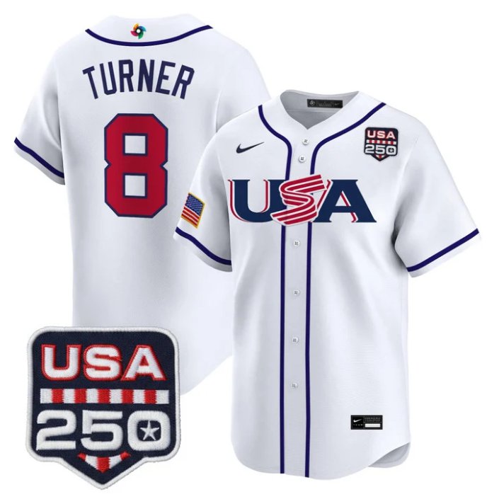 Trea Turner Jersey #8 Team USA World Baseball Classic 250 USA 2026 White