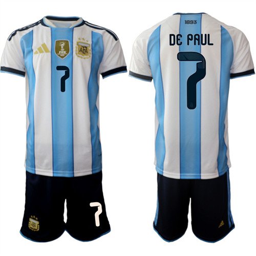 Argentina #7 DE PAUL Jersey National Team x World Cup 2026 Home White On Field Soccer