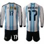 Argentina #17 GARNACHO Jersey Long Sleeve National Team x World Cup 2026 Home White On Field Soccer