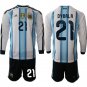 Argentina #21 DYBALA Jersey Long Sleeve National Team x World Cup 2026   White On Field Soccer