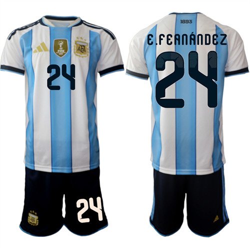 Argentina #24 E.FEANANDEZ Jersey National Team x World Cup 2026 Home White On Field Soccer