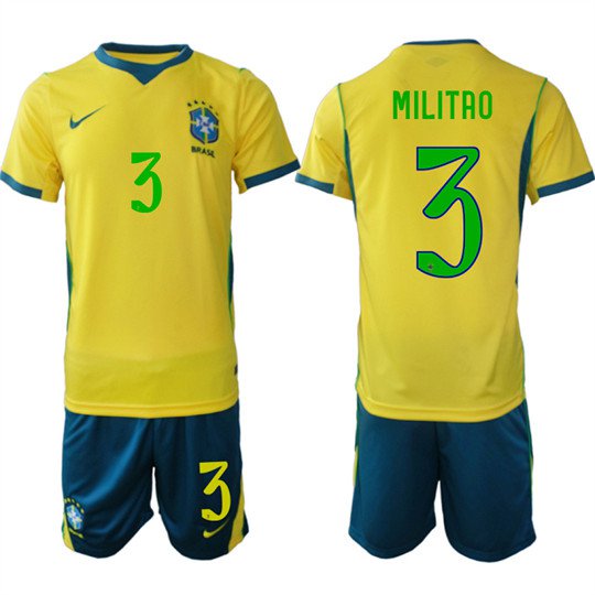 Brazil #3 MILITAO Jersey National Team x World Cup 2026 Home On Field Soccer