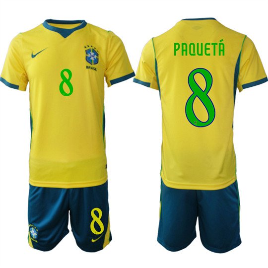 Brazil #8 PAQUETA Jersey National Team x World Cup 2026 Home On Field Soccer