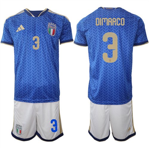 Italy #3 DIMARCO Jerseys National Team x World Cup 2026 Home Blue On Field Soccer