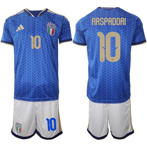 Italy #10 RASPADORI Jerseys National Team x World Cup 2026 Home Blue On Field Soccer