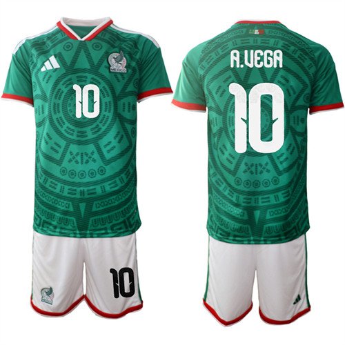 Mexico #10 A.UEGA Jersey National Team x World Cup 2026 Home Green On Field Soccer