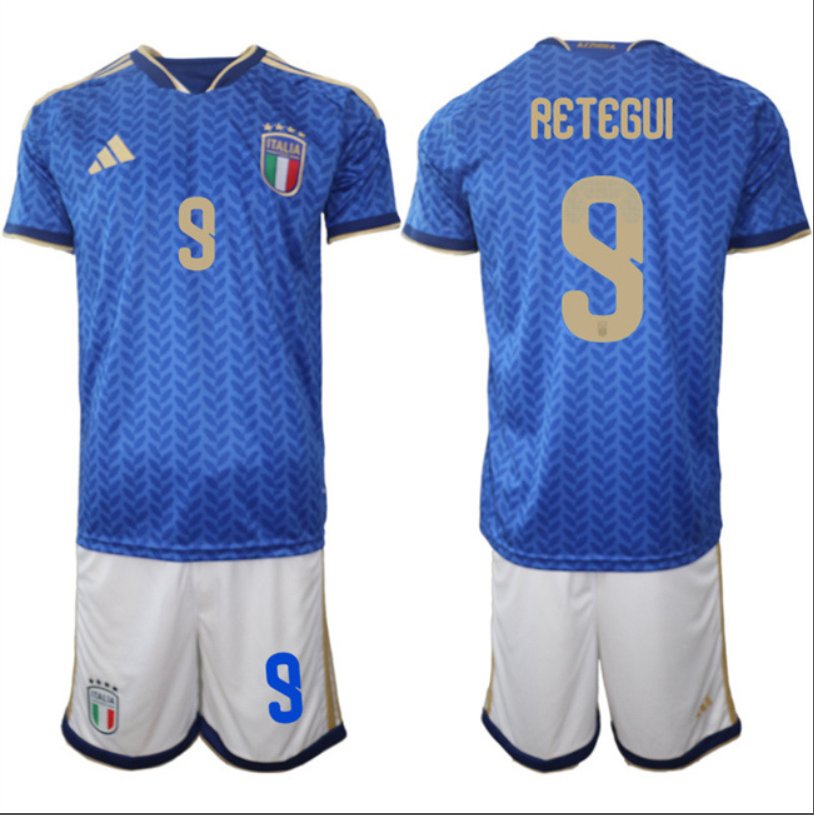 Mateo Retegui Jersey #9 Italy 2025-26 Blue Home Soccer Suit