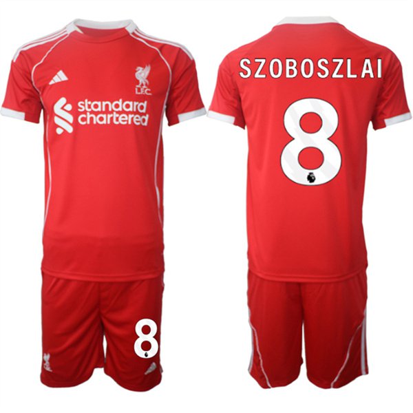 Dominik Szoboszlai Jersey #8 Liverpool Red Home 2025-26 Soccer Suit